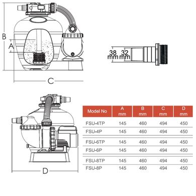 Фильтрационная установка Emaux FSU-8TP 8м3/ч (8m3/час)