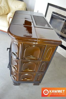 Кафельная печь камин KAWMET W9 (12,8 kW) бронзовая