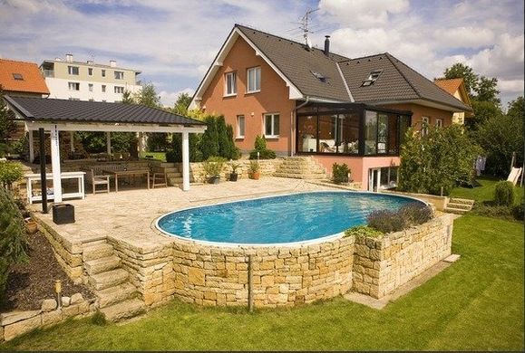 Басейн каркасний 9,1х4,6х1.2м без фільтру та лайнеру, AZURO 407 DL WOOD, з отворами
