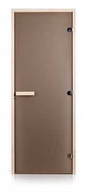 Стеклянная дверь для бани и сауны Greus матовая бронза 80/200 липа